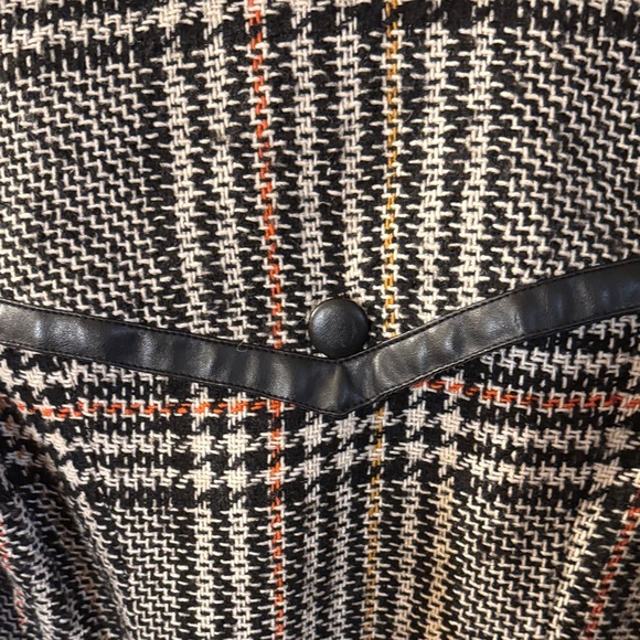 Arden B VTGWomen's Classic Black and White Plaid Pea Coat SzS Faux Leather Trim - Picture 11 of 13